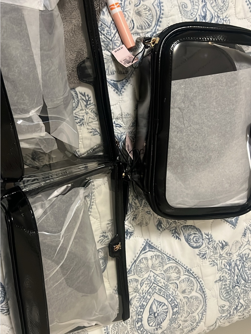 Victoria's Secret Black Clear-Front Cosmetic Pouch Set